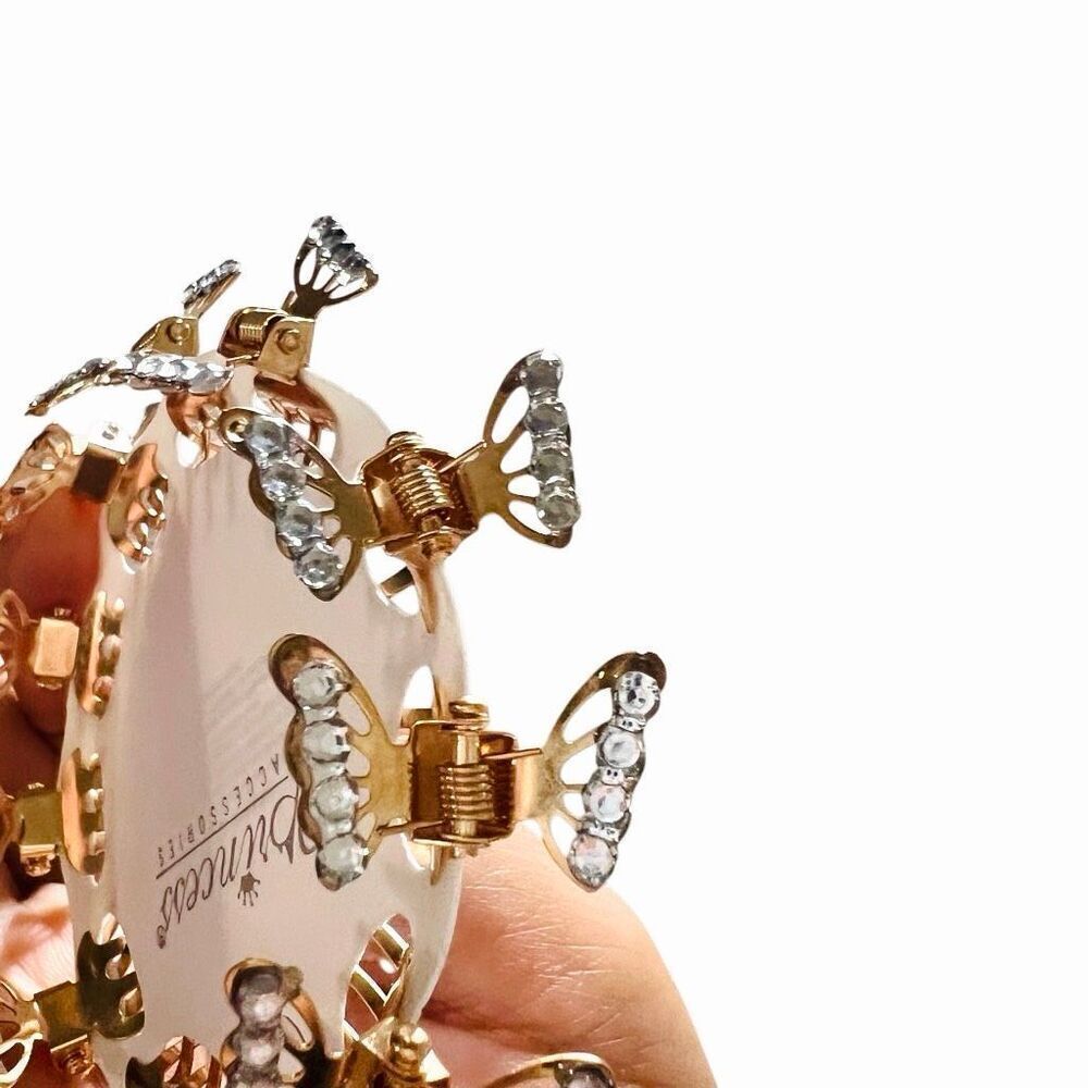 Y2K Rhinestone Mini Butterfly Gold Clips 10 CT prom wedding